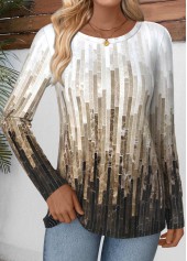 Multi Color Tummy Coverage Geometric Print T Shirt