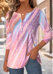 Light Pink Tummy Coverage Dazzle Colorful Print T Shirt | thumb picture 