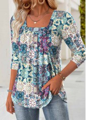 Multi Color Tummy Coverage Tribal Print T Shirt | thumb picture 