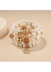 Beige Starfish Design Pearl Beaded Bracelets