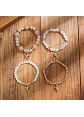 Beige Color Alloy Detail Elastic Bracelets | thumb picture 