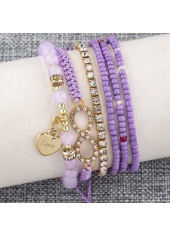 Light Purple Heart Beaded Alloy Bracelets | thumb picture 