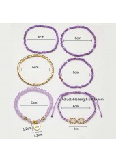 Light Purple Heart Beaded Alloy Bracelets | thumb picture 
