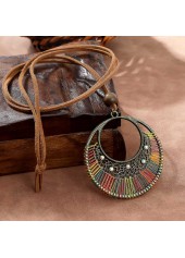 Olive Green Round Tribal Alloy Necklace