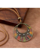 Olive Green Round Tribal Alloy Necklace | thumb picture 