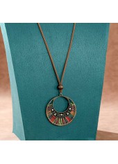 Olive Green Round Tribal Alloy Necklace | thumb picture 