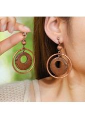 Dark Coffee Round Alloy Detail Earrings | thumb picture 