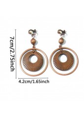 Dark Coffee Round Alloy Detail Earrings | thumb picture 