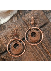 Dark Coffee Round Alloy Detail Earrings | thumb picture 