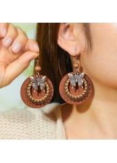 Dark Coffee Butterfly Alloy Detail Earrings