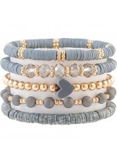 Light Grey Heart Polymer Clay Bracelets