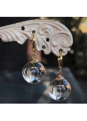 Silvery Color White Glass Detail Earrings | thumb picture 