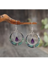 Silver Color Round Alloy Detail Earrings