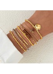 Golden Beaded Geometric Heart Bracelet Set