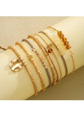 Golden Beaded Geometric Heart Bracelet Set | thumb picture 