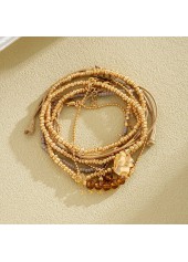 Golden Beaded Geometric Heart Bracelet Set | thumb picture 
