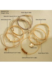 Golden Beaded Geometric Heart Bracelet Set | thumb picture 