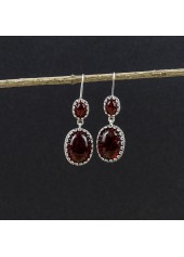 Deep Red Baroque Oval Alloy Earrings