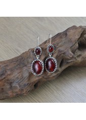 Deep Red Baroque Oval Alloy Earrings | thumb picture 