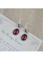 Deep Red Baroque Oval Alloy Earrings | thumb picture 