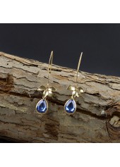 Blue Droplet Orchid Design Alloy Earrings | thumb picture 
