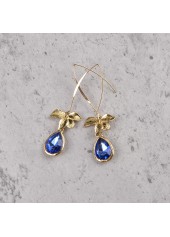 Blue Droplet Orchid Design Alloy Earrings | thumb picture 