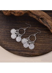 Silver Tassel Coin Round Alloy Earrings | thumb picture 
