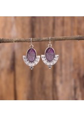Violet Oval Fan-shaped Marble Alloy Earrings