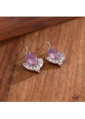 Violet Oval Fan-shaped Marble Alloy Earrings | thumb picture 