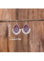 Violet Oval Fan-shaped Marble Alloy Earrings | thumb picture 