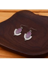 Violet Oval Fan-shaped Marble Alloy Earrings | thumb picture 