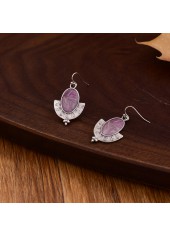Violet Oval Fan-shaped Marble Alloy Earrings | thumb picture 