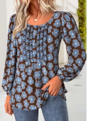 Multi Color Frill Floral Print Long Sleeve Blouse | thumb picture 