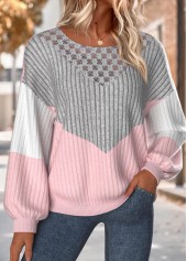 Light Pink Tummy Coverage Long Sleeve Round Neck Sweatshirt | thumb picture 