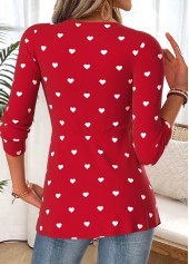 Red Patchwork Heart Print Long Sleeve T Shirt | thumb picture 