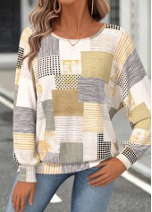 Light Yellow Tummy Coverage Geometric Print T Shirt
