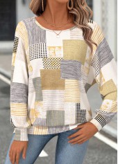 Light Yellow Tummy Coverage Geometric Print T Shirt | thumb picture 