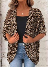 Tummy Coverage Leopard Half Sleeve Light Cardigan