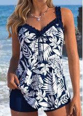 Tummy Coverage Floral Print Navy Tankini Top-No Bottom