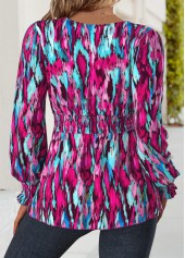 Multi Color Corset Geometric Print Long Sleeve Blouse | thumb picture 
