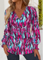 Multi Color Corset Geometric Print Long Sleeve Blouse | thumb picture 