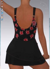 Tummy Coverage Floral Print Red One Piece Swimdress | thumb picture 