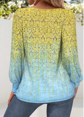 Light Blue Tummy Coverage Tribal Print T Shirt | thumb picture 