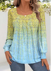 Light Blue Tummy Coverage Tribal Print T Shirt | thumb picture 