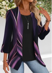 Purple Tummy Coverage Ombre 3/4 Sleeve Square Neck Blouse | thumb picture 