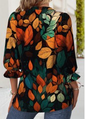 Multi Color Tummy Coverage Leaf Print Half Sleeve Blouse | thumb picture 