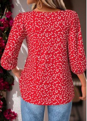 Red Tummy Coverage Heart Print 3/4 Sleeve Blouse | thumb picture 