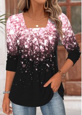 Light Pink Tummy Coverage Ombre Long Sleeve T Shirt