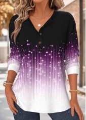 Violet Tummy Coverage Ombre Long Sleeve Split Neck Sweatshirt