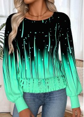 Cyan Tummy Coverage Ombre Long Sleeve T Shirt